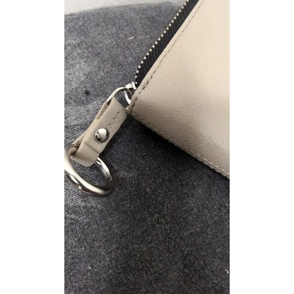 Thacker Camila taupe gray plain basic single zip clutch wallet